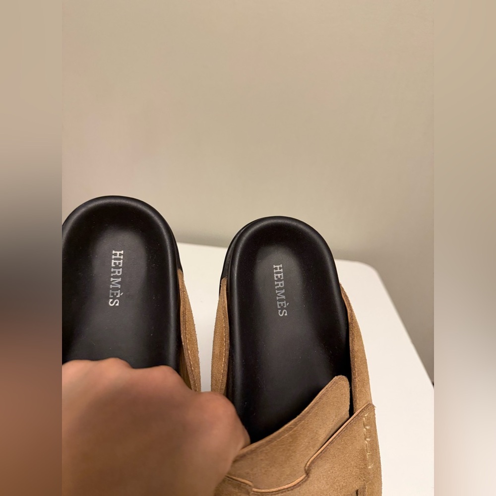 Hermes Womens Suede Mule Loafers Beige EU 39/ US 8-8.5 - Picture 12 of 13
